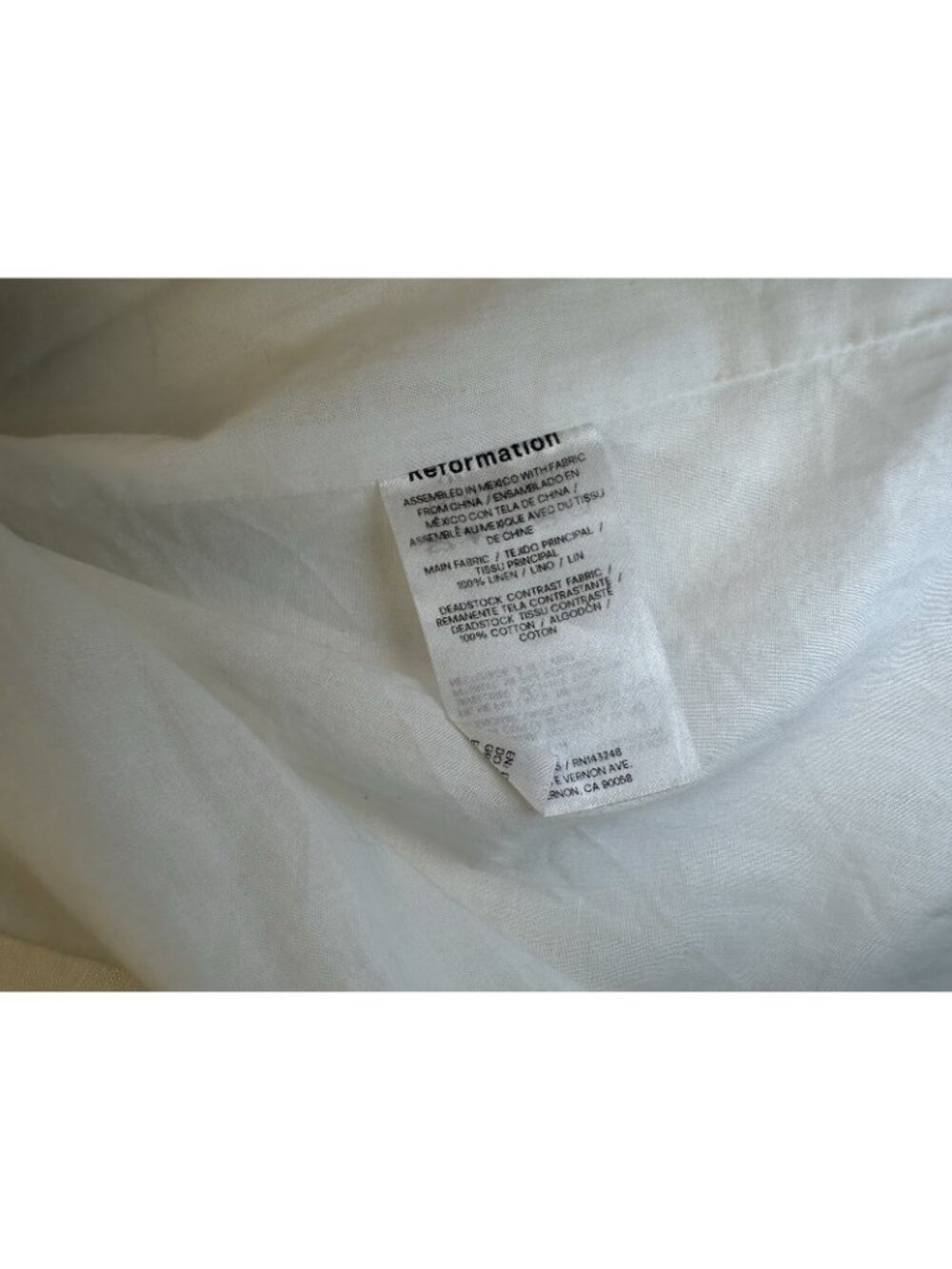 Reformation Sadey Linen Dress White halter-neck maxi slip Slit ruched draping 2P - Picture 4 of 9